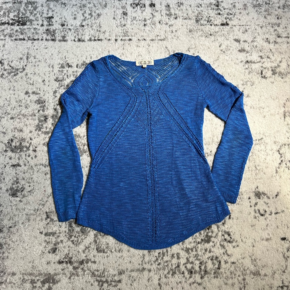 Blue Open-Knit / Lace-Knit Sweater